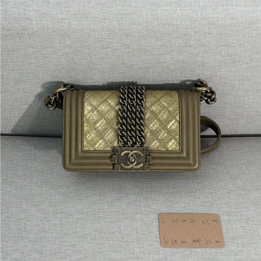 CHANEL Metallic Python Boy Flap Bag Small GHW - image 15
